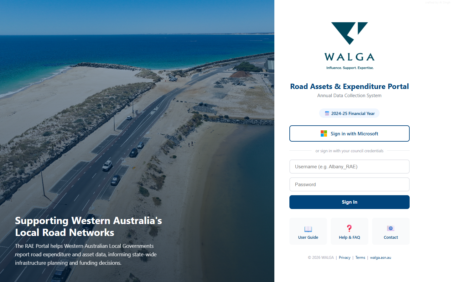 Login page