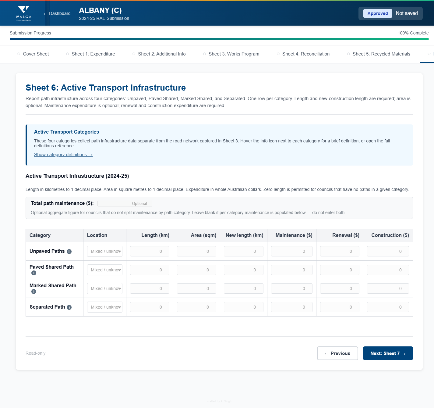 Sheet 6: Active Transport Infrastructure